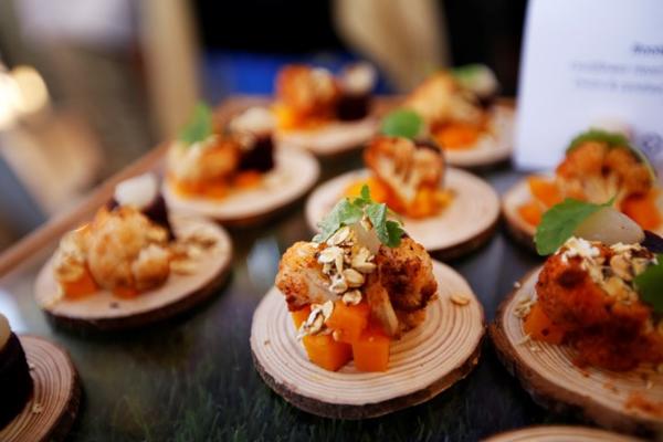 Close up of vegetarian canapes ready to serve